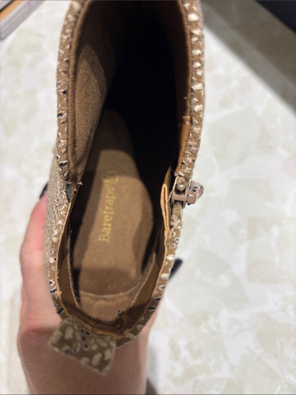 Dell Metallic Snake-Embossed Ankle Boots - Rose Gold/Tan - Picture 5 of 6